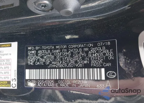 2018 Lexus Rc 350 from USA, damaged, VIN JTHHZ5BC9J5019081